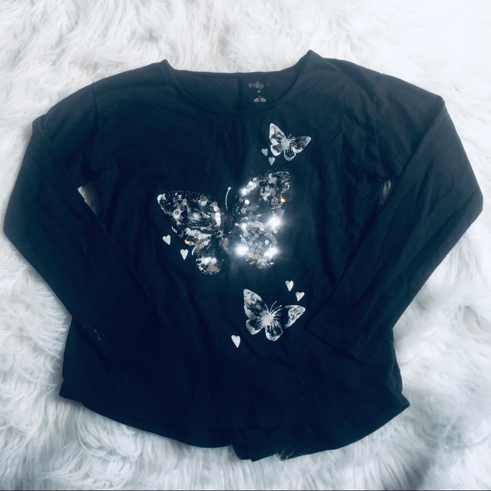 SO Girls Size 10 Sequin Butterfly Shirt